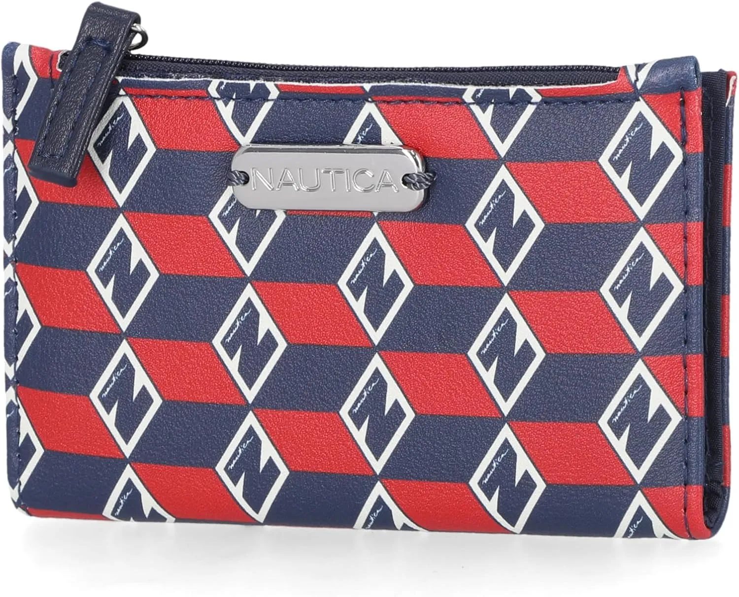 Nautica High Tide Small Wallet for Women, RFID Blocking Slim Credit Card Holder with Zipper Coin Pocket, Bifold Compact Wallet with ID Window, Americana