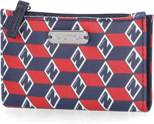 Nautica High Tide Small Wallet for Women, RFID Blocking Slim Credit Card Holder with Zipper Coin Pocket, Bifold Compact Wallet with ID Window, Americana
