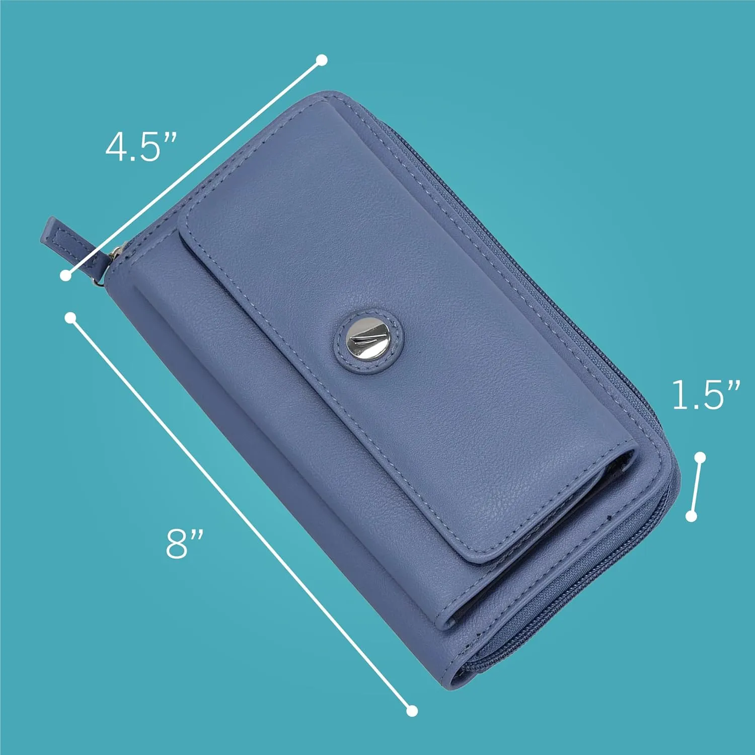 Nautica Womens, Bulk Cargo Vegan Leather RFID Wallet, Fashionable Zip Around Large Clutch with Phone Case and Multi Card Organizer, Black