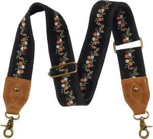Nefelibata Purse Strap-2"Crazy Horse Leather Wide Shoulder Strap Adjustable Replacement,Retro Jacquard Embroidery Multi-pattern Crossbody Bag Straps for Handbag,Crossbody Bags,、(Vintage florals)