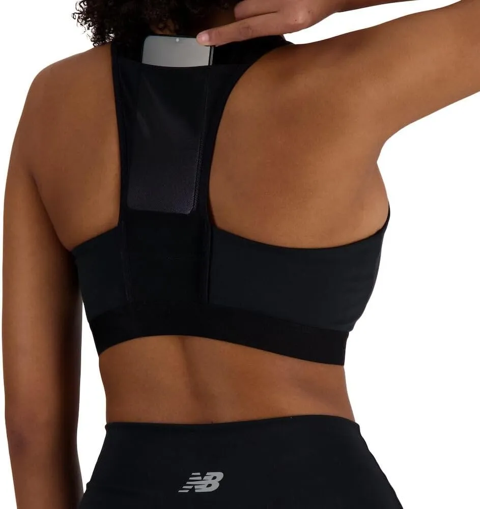 New Balance Women's Nb Sleek Medium Support Pocket Zip Front Bra