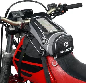 NICECNC Motorcycle Tank Bag Magnetic, Phone Visor Design 6 Magnets & 5 Straps Reinforced Fastening Anti-slip 6.7 Inch Phone Pouch, Universal for Most Motorcycles Adventure Dual Sport Gray