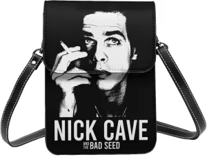 Nick Rock Cave and The Bad Music Seeds Small Cell Phone Purse Womens PU leather Crossbody Bag Fashion Shoulder Bags Wallet For Adults Adjustable Strap Handbag