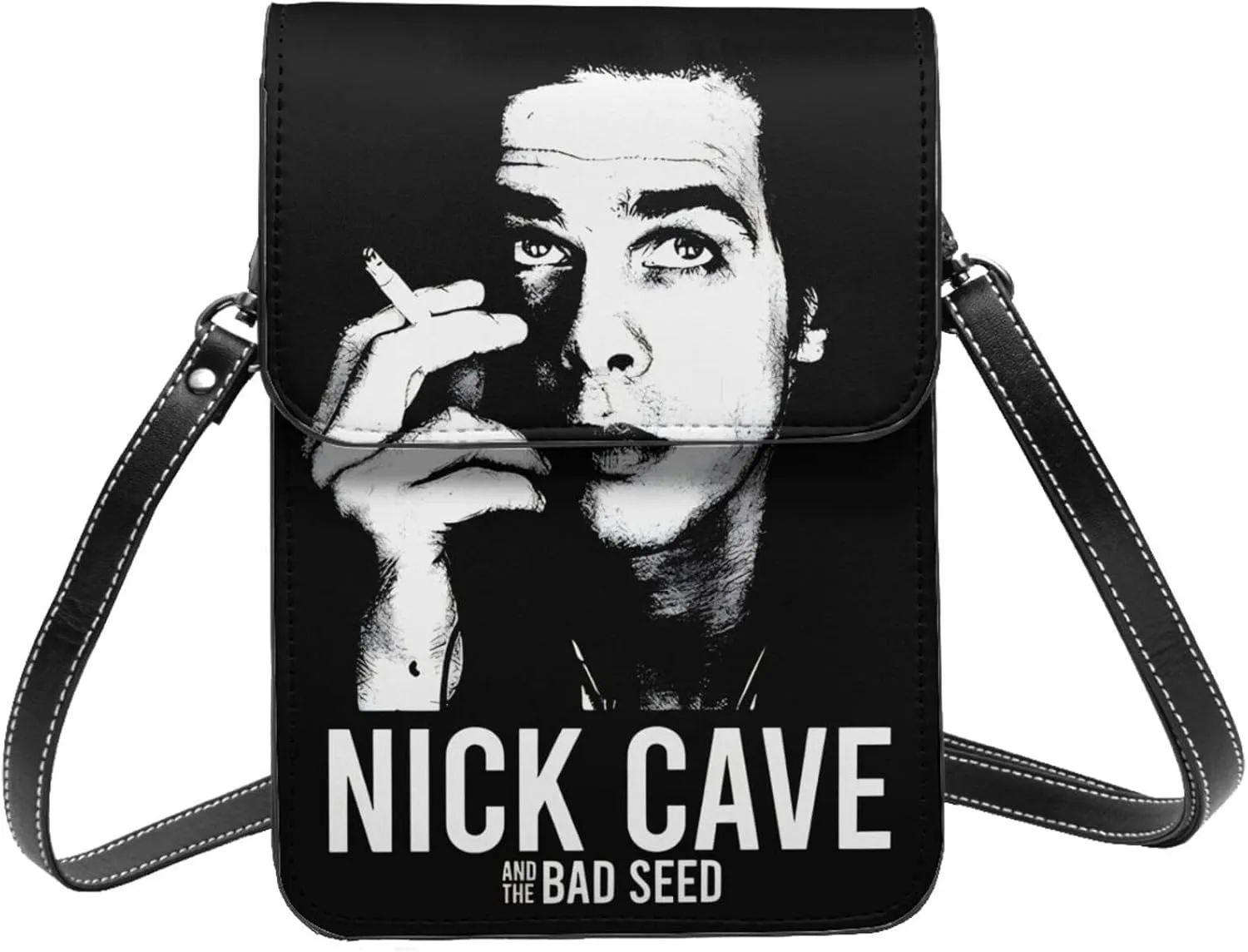 Nick Rock Cave and The Bad Music Seeds Small Cell Phone Purse Womens PU leather Crossbody Bag Fashion Shoulder Bags Wallet For Adults Adjustable Strap Handbag