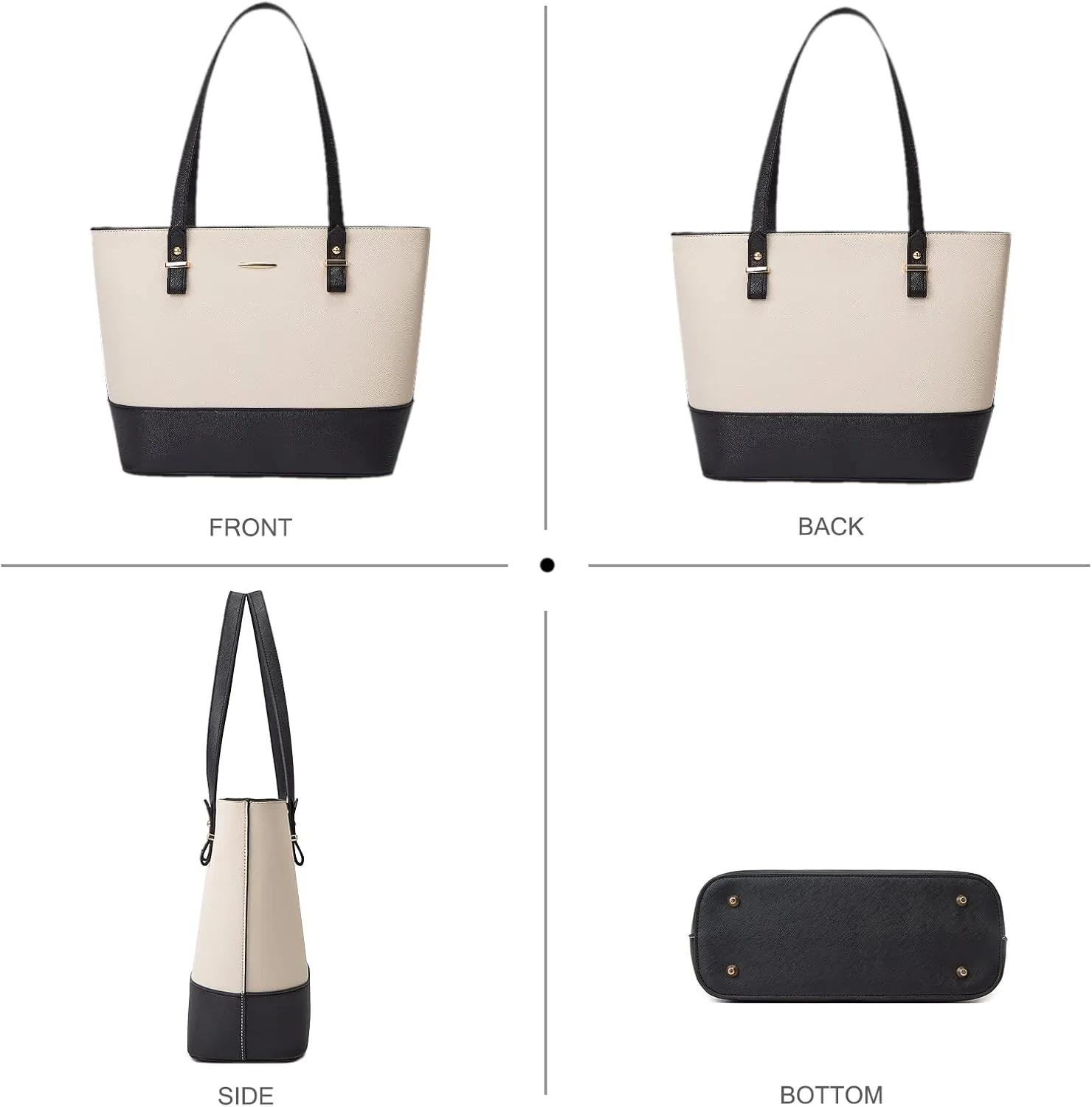 NICOLE & DORIS Women Large Handbags and Purses Contrast Shoulder Bags PU Leather Tote Bags Set Bag 3 in 1 Crossbody Bag