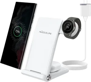 Nillkin Charging Station for Samsung, Foldable&Portable 3 in 1 Wireless Charger Station for Samsung S23/S22/S21, Galaxy Watch Charger Only for Watch 5/4/3/Active 2, Compatible with Galaxy Buds