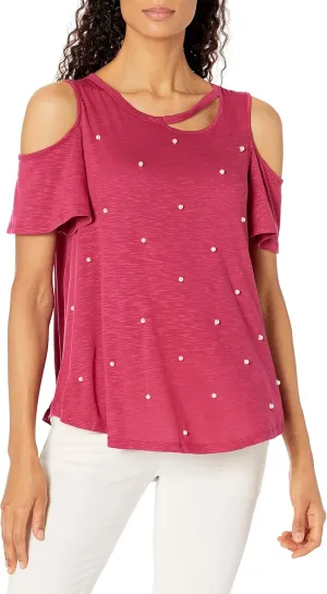 Nine West Womens Paulette Cold Shoulder Top