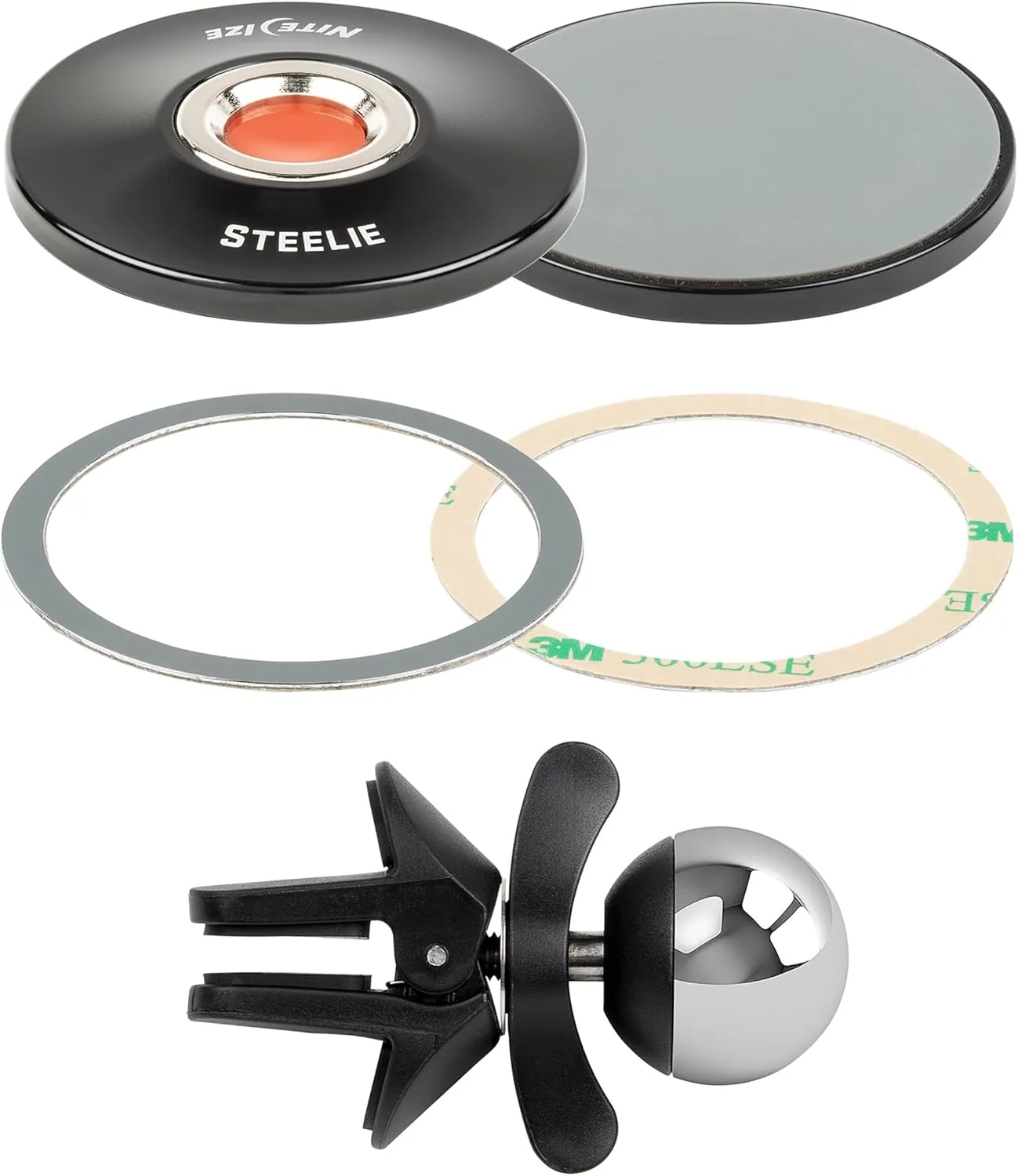 Nite Ize Steelie Vent Kit - Magnetic Cell Phone Holder for Car Vents - Phone Mount - Orbiter Plus