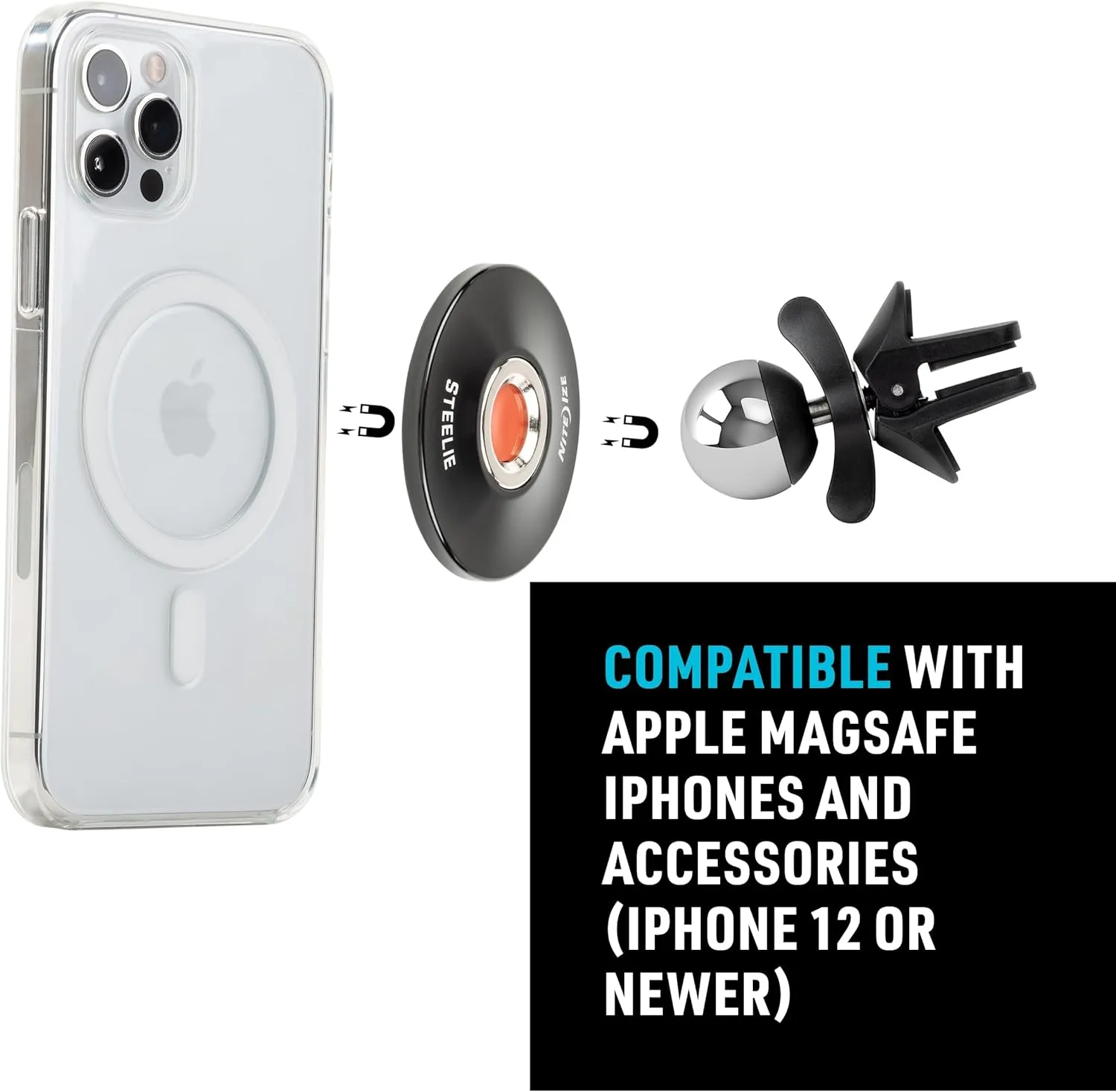 Nite Ize Steelie Vent Kit - Magnetic Cell Phone Holder for Car Vents - Phone Mount - Orbiter Plus