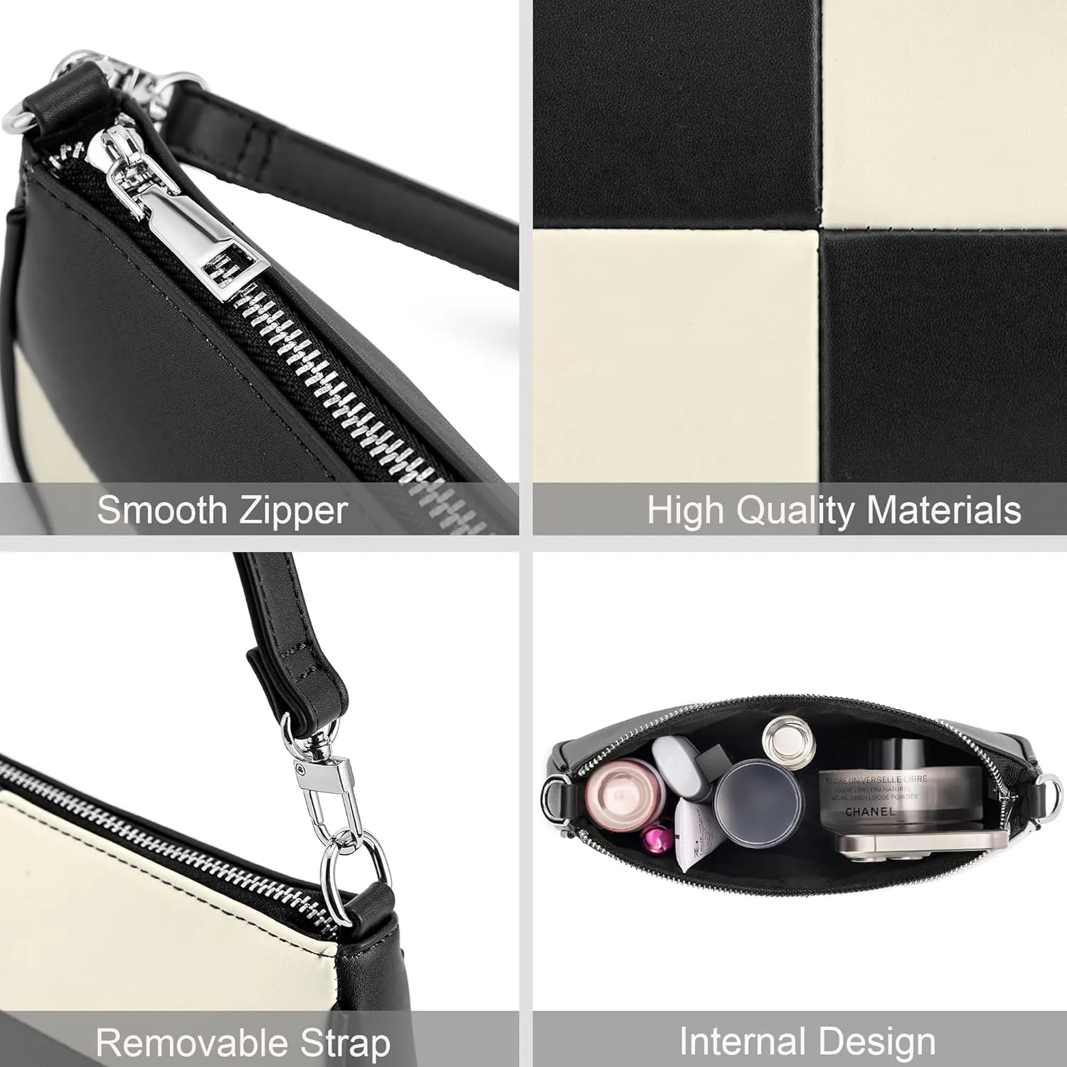 NIUEIMEE ZHOU Shoulder Bag for Women Retro Vegan Leather Classic Clutch Tote HandBags Purses with Zipper Closure