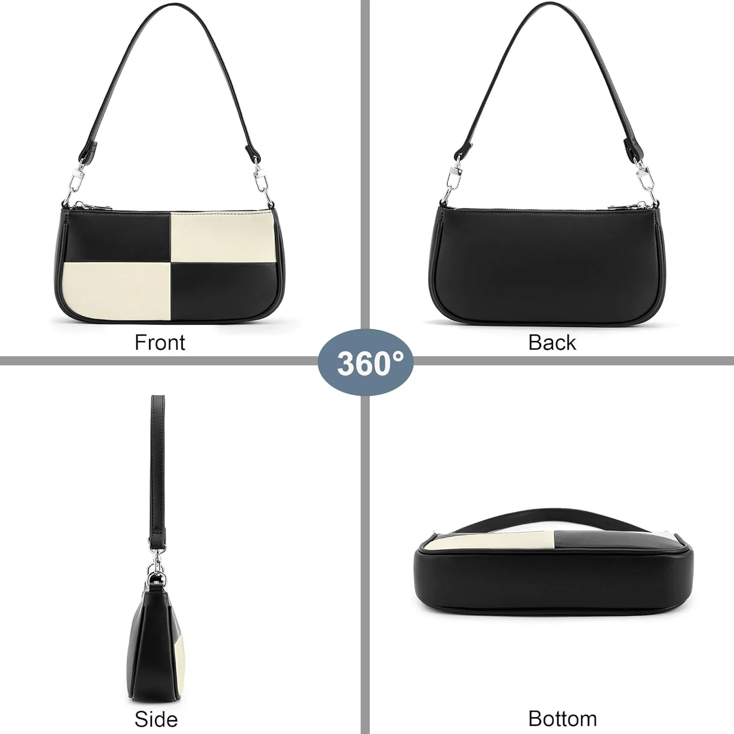 NIUEIMEE ZHOU Shoulder Bag for Women Retro Vegan Leather Classic Clutch Tote HandBags Purses with Zipper Closure