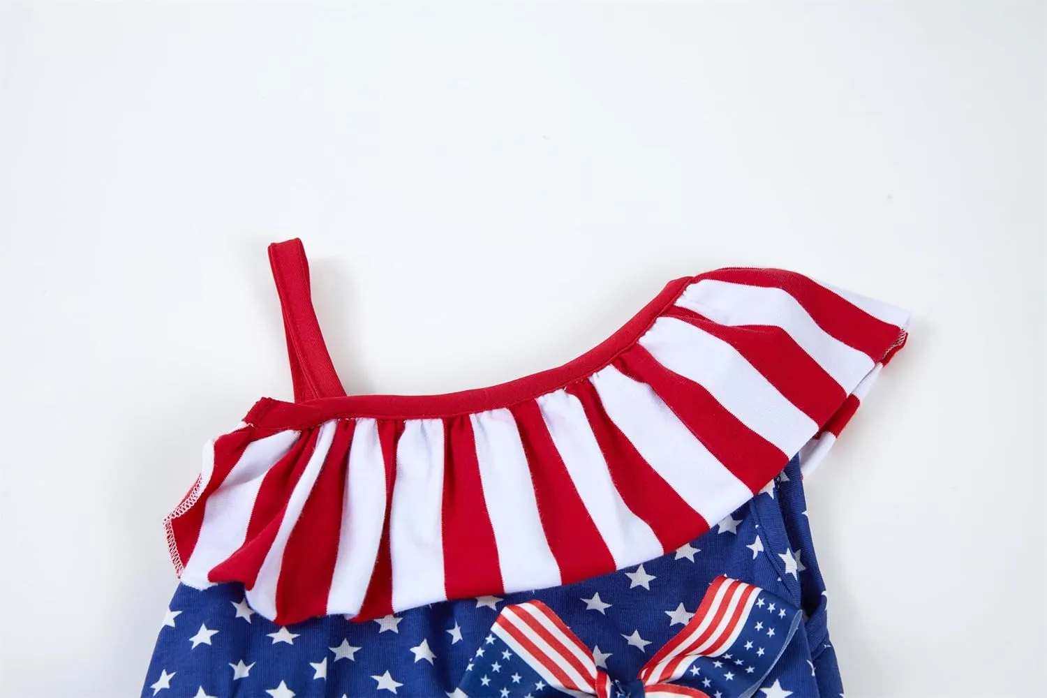 Niyage Toddler Dress Girls 4th of July Independence Baby Stars Stripes American Flag Ruffles One Shoulder Tulle Tutu Sundress