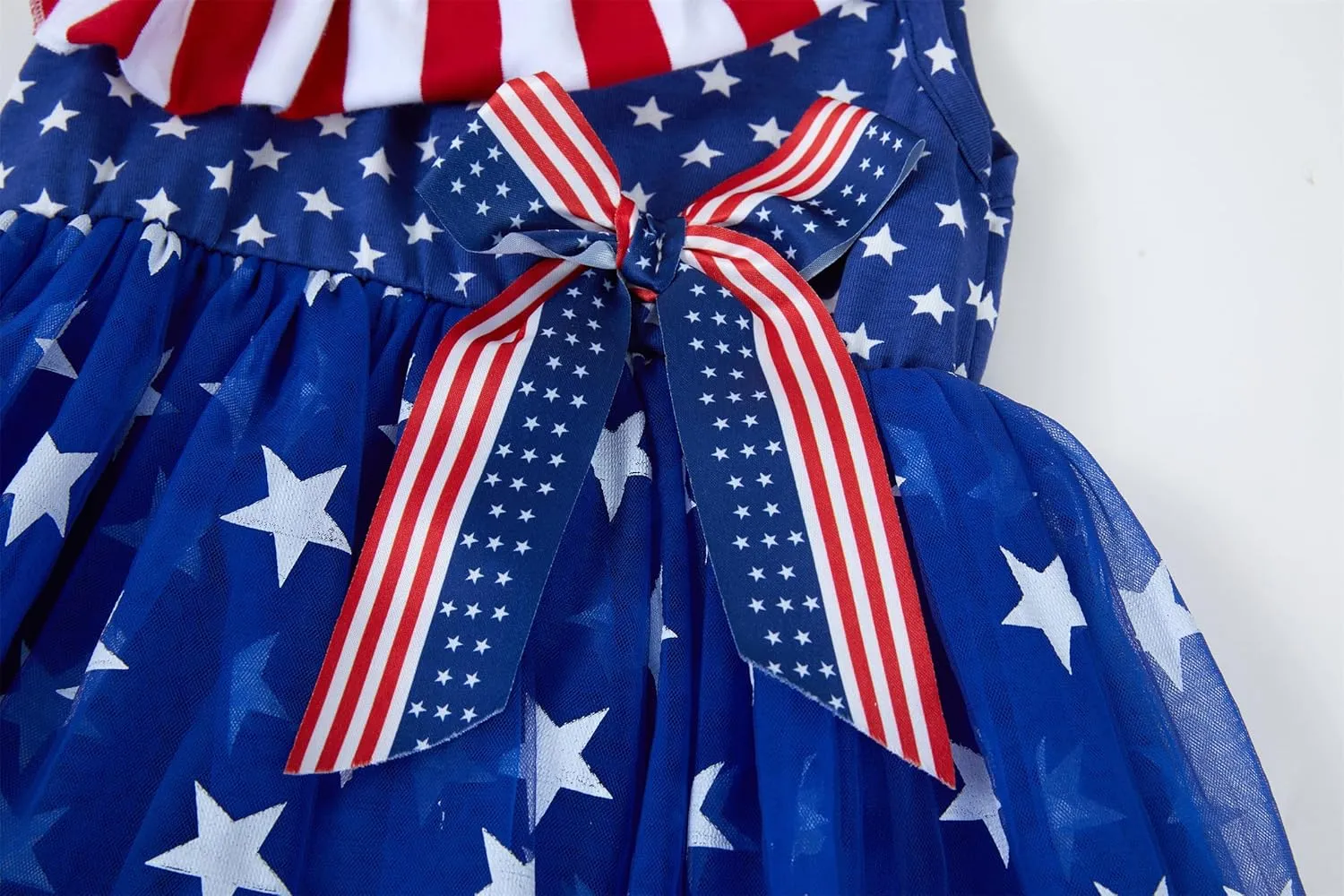 Niyage Toddler Dress Girls 4th of July Independence Baby Stars Stripes American Flag Ruffles One Shoulder Tulle Tutu Sundress