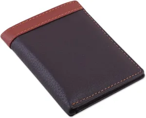 NOVICA Artisan Handmade Men's Leather Wallet Handsome for in Espresso Brown Sienna Handbags Wallets Solid India ' Espresso Sienna Harmony'