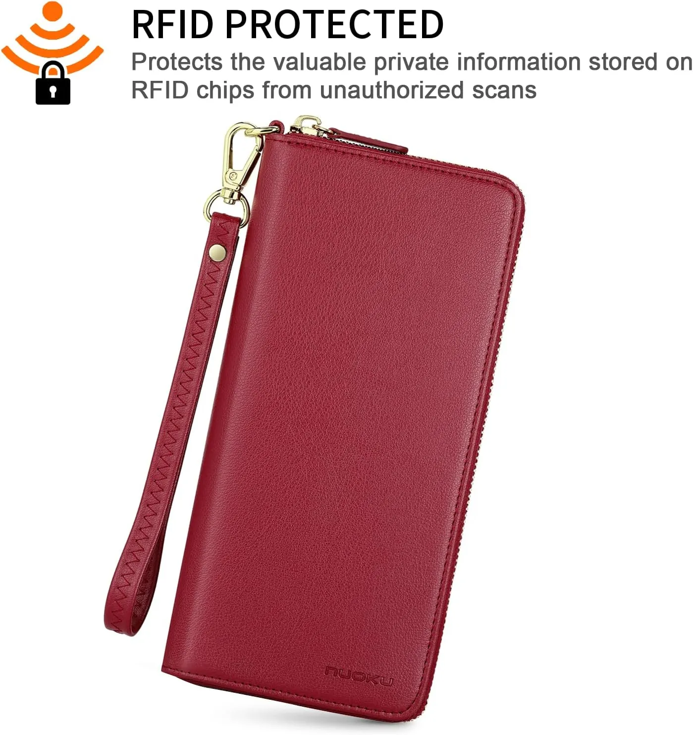 nuoku Wallet for Women Credit Card Holder Cell Phone Purse Sofa PU Leather Wallet with RFID Blocking Clutch Wristlet