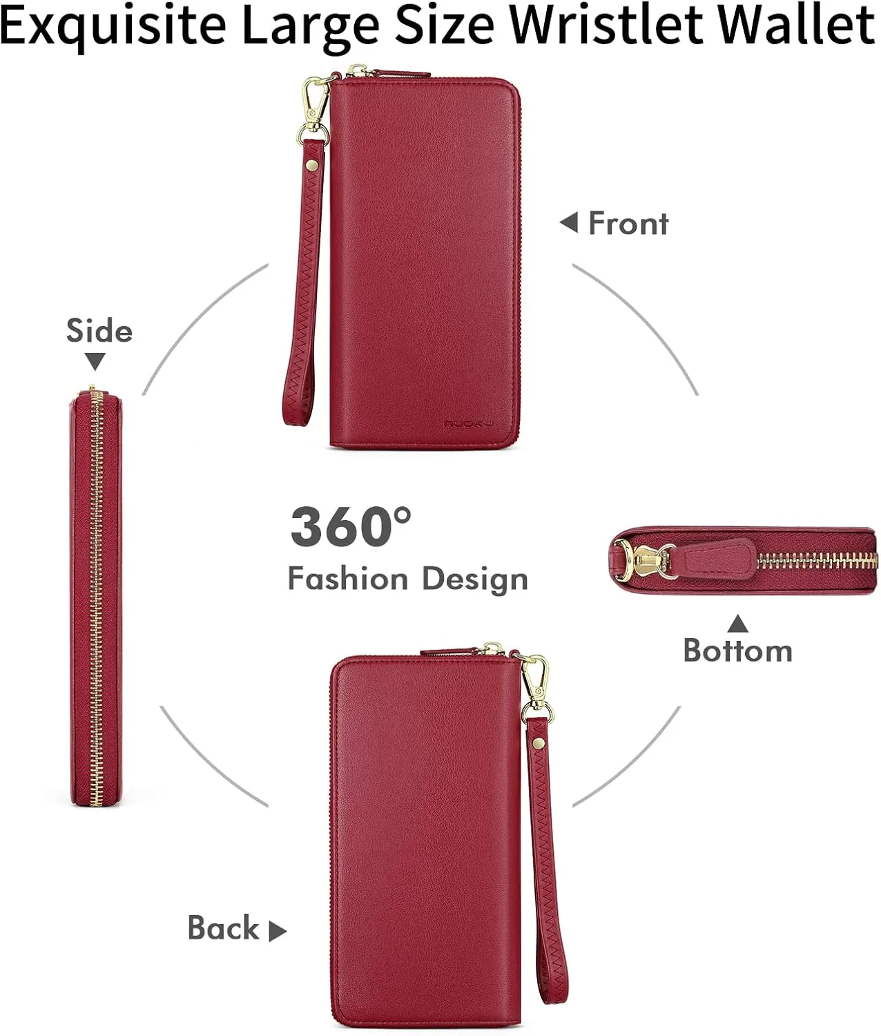 nuoku Wallet for Women Credit Card Holder Cell Phone Purse Sofa PU Leather Wallet with RFID Blocking Clutch Wristlet