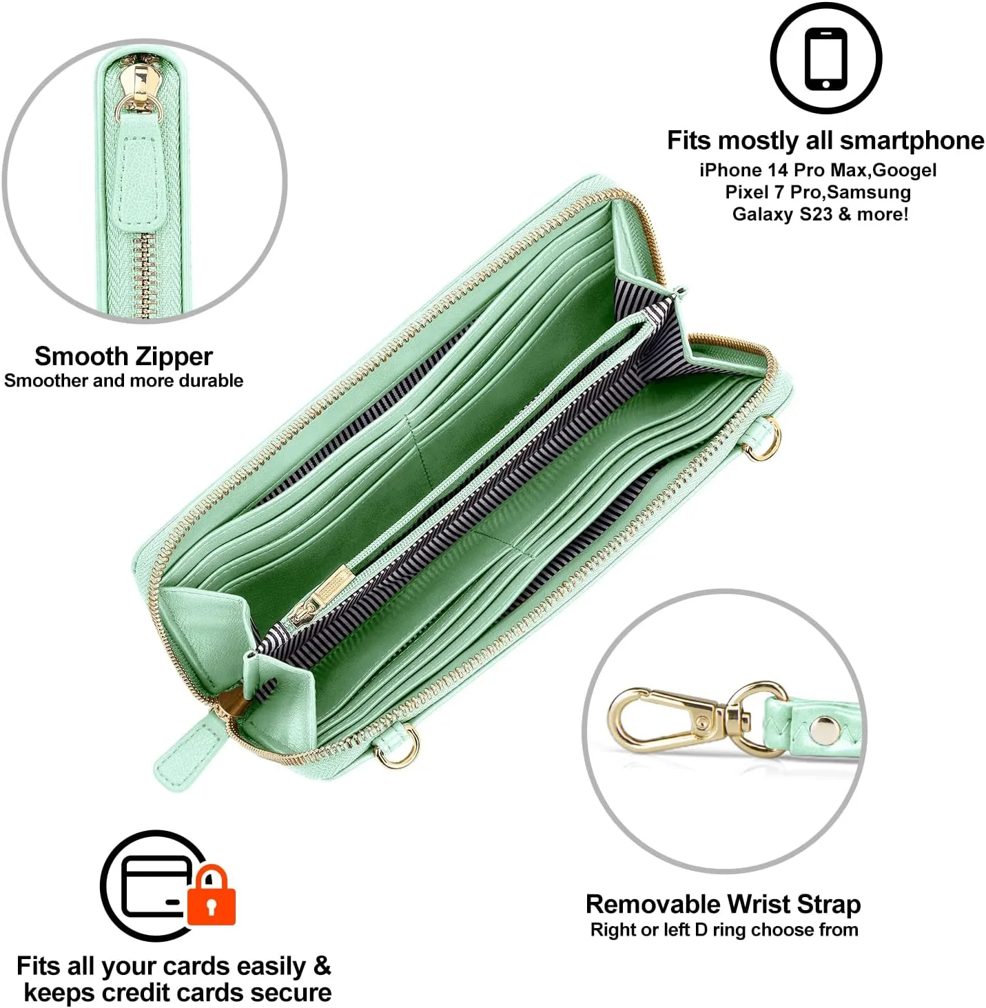 nuoku Wallet for Women Credit Card Holder Cell Phone Purse Sofa PU Leather Wallet with RFID Blocking Clutch Wristlet