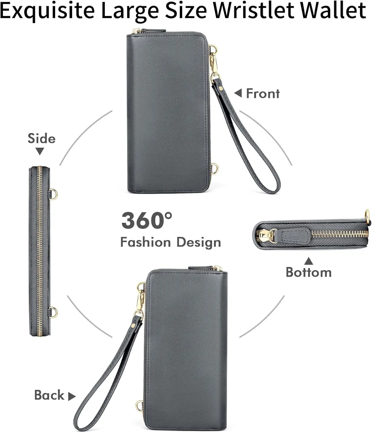 nuoku Wallet for Women Credit Card Holder Cell Phone Purse Sofa PU Leather Wallet with RFID Blocking Clutch Wristlet