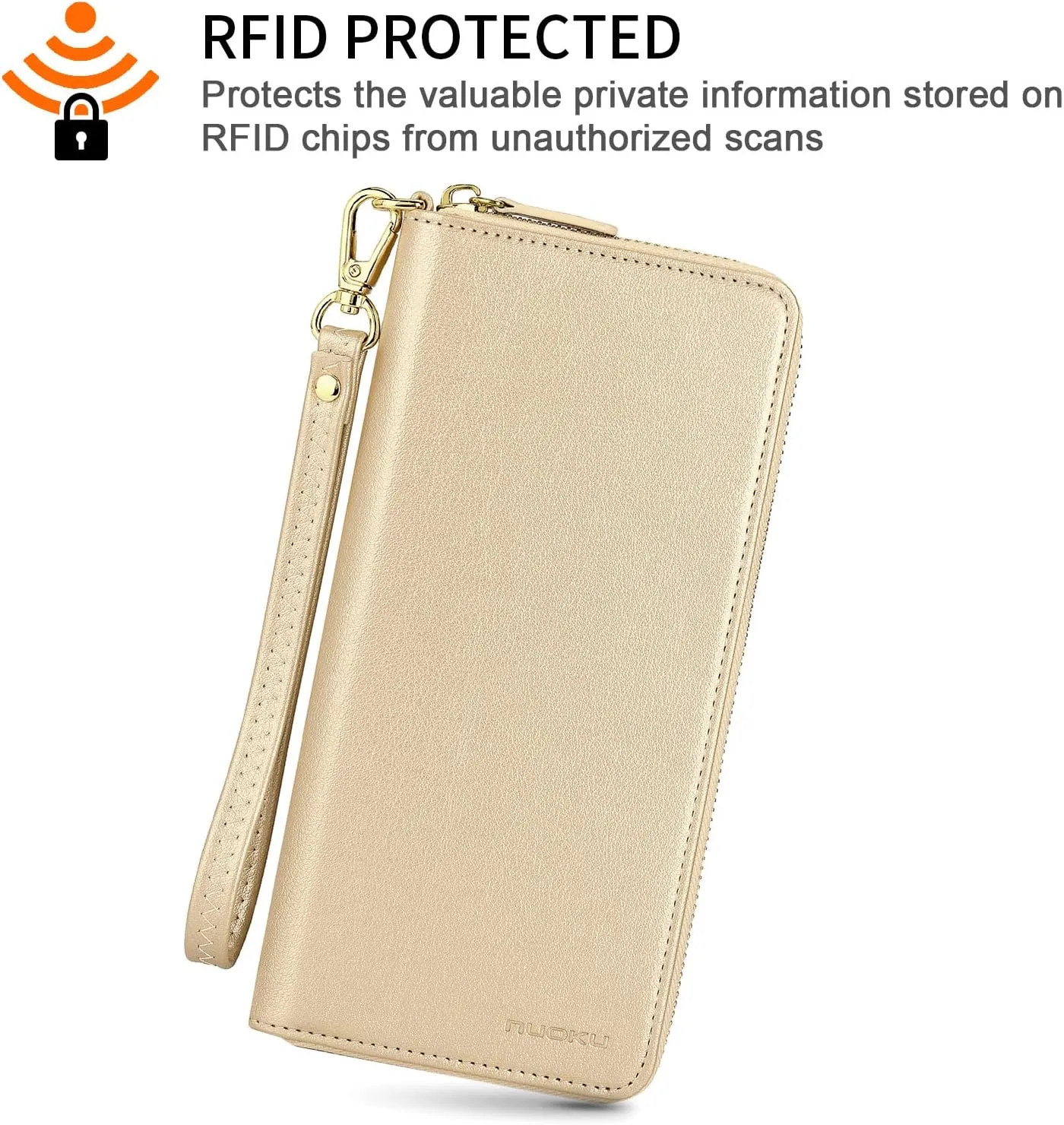 nuoku Wallet for Women Credit Card Holder Cell Phone Purse Sofa PU Leather Wallet with RFID Blocking Clutch Wristlet