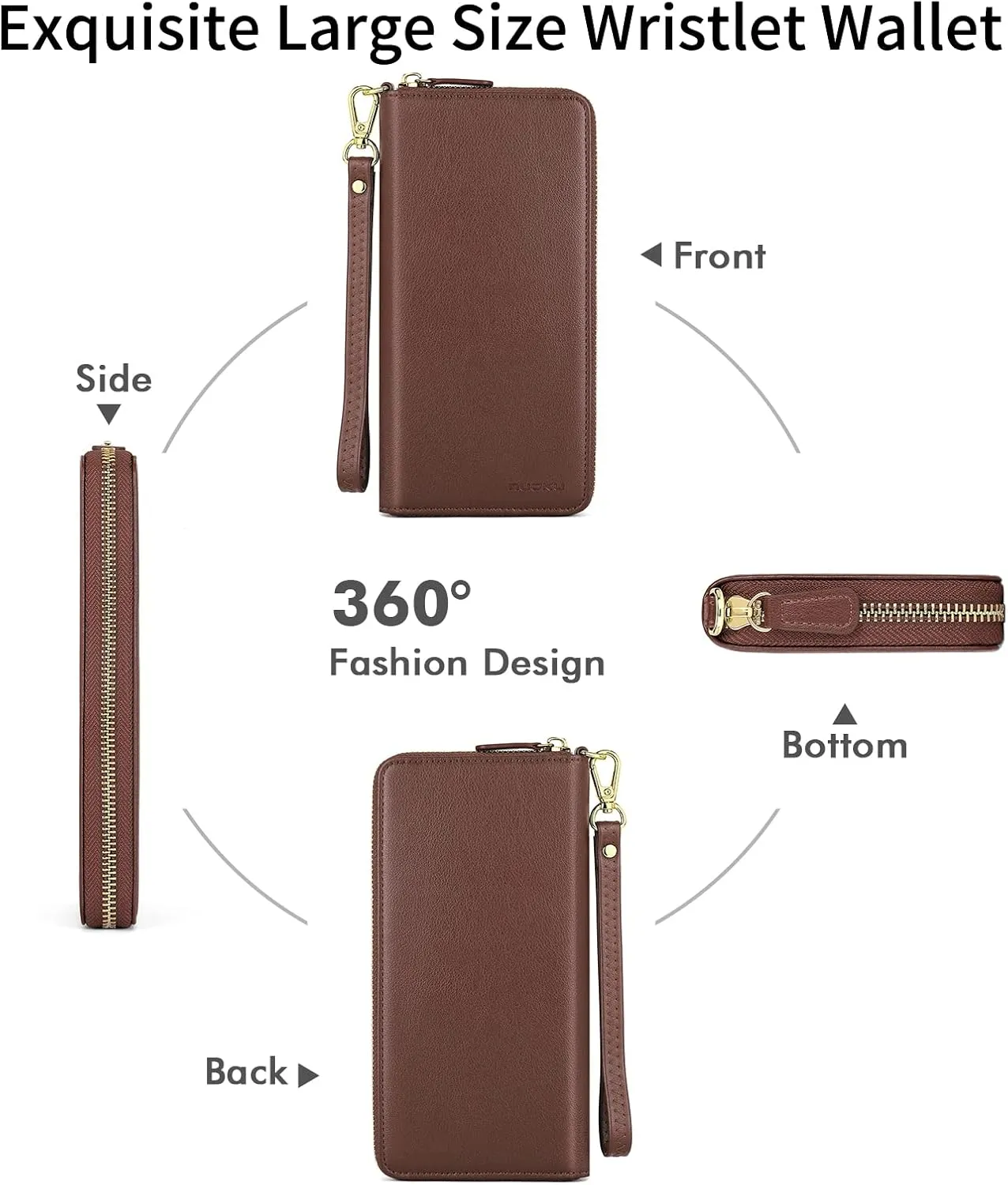 nuoku Wallet for Women Credit Card Holder Cell Phone Purse Sofa PU Leather Wallet with RFID Blocking Clutch Wristlet