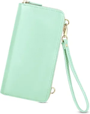 nuoku Wallet for Women Credit Card Holder Cell Phone Purse Sofa PU Leather Wallet with RFID Blocking Clutch Wristlet