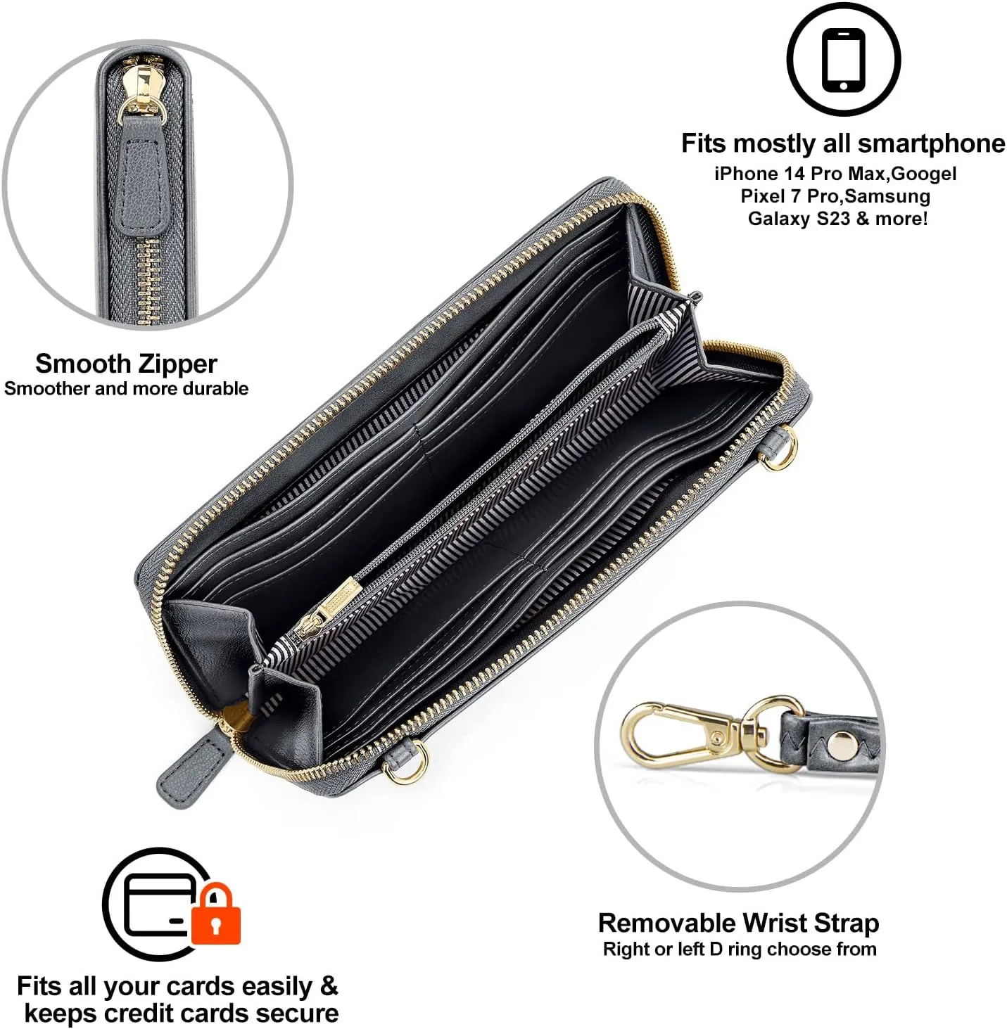 nuoku Wallet for Women Credit Card Holder Cell Phone Purse Sofa PU Leather Wallet with RFID Blocking Clutch Wristlet