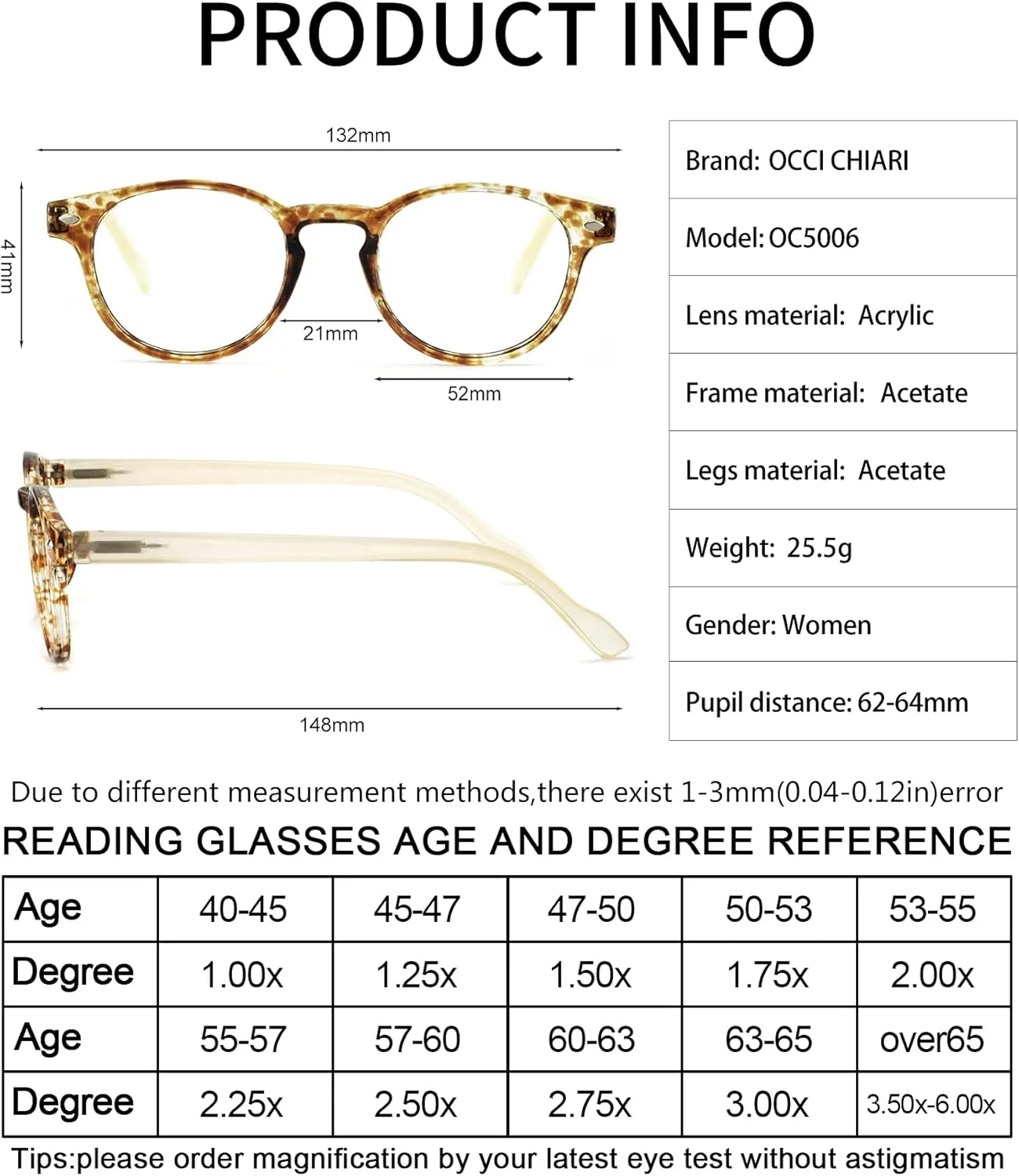 OCCI CHIARI Blue Blocking Computer Glasses Women, Lady Gaming Glasses for Eye Strain
