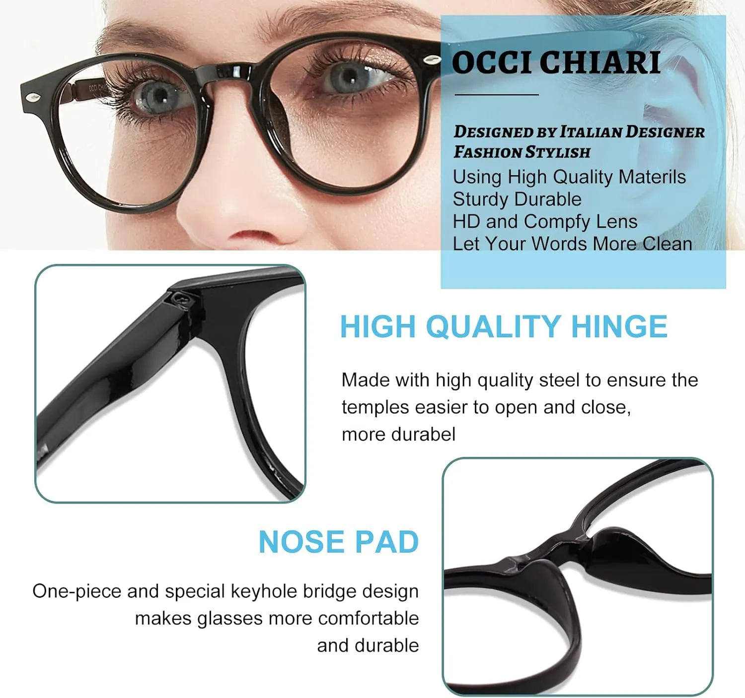 OCCI CHIARI Blue Blocking Computer Glasses Women, Lady Gaming Glasses for Eye Strain