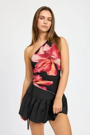 One Shoulder Ruched Side Top