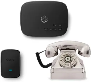 Ooma Telo Air 2 Retro Chrome Kettle Home Phone Bundle Free Service, Unlimited Nationwide Calling, On-The-Go with Mobile App