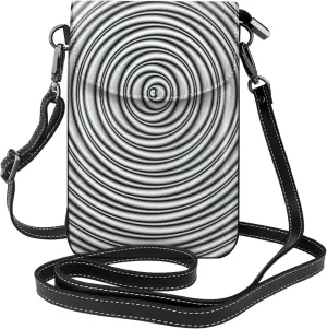 Optical Spin Illusion Print crossbody cell phone purse for women,trendy mini handbag with credit card slots