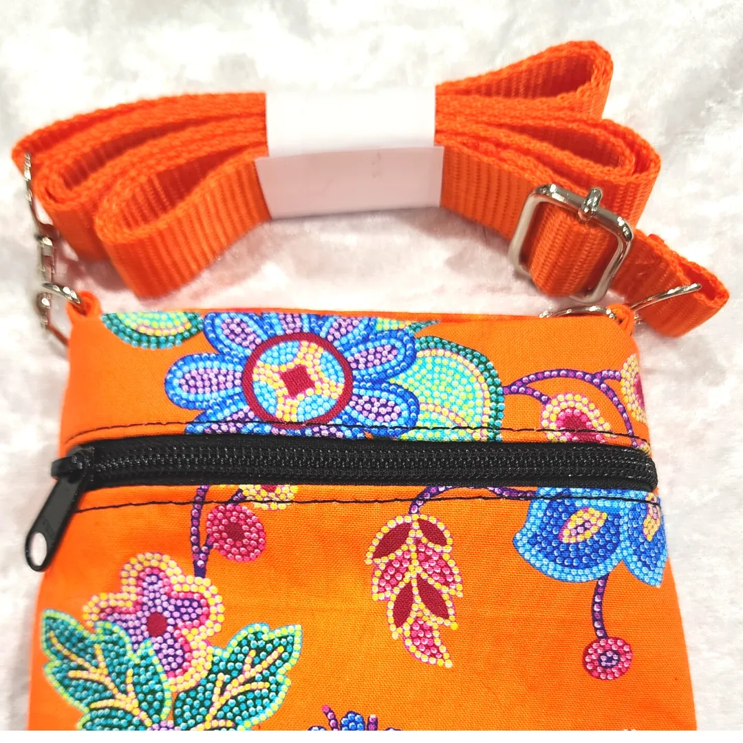 Orange Floral Glitz Phone Bag