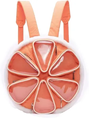 Orange ita bag Citrus Backpack with 7 Compartments, 14 inch Diameter, Clear Display Sections for Collectibles