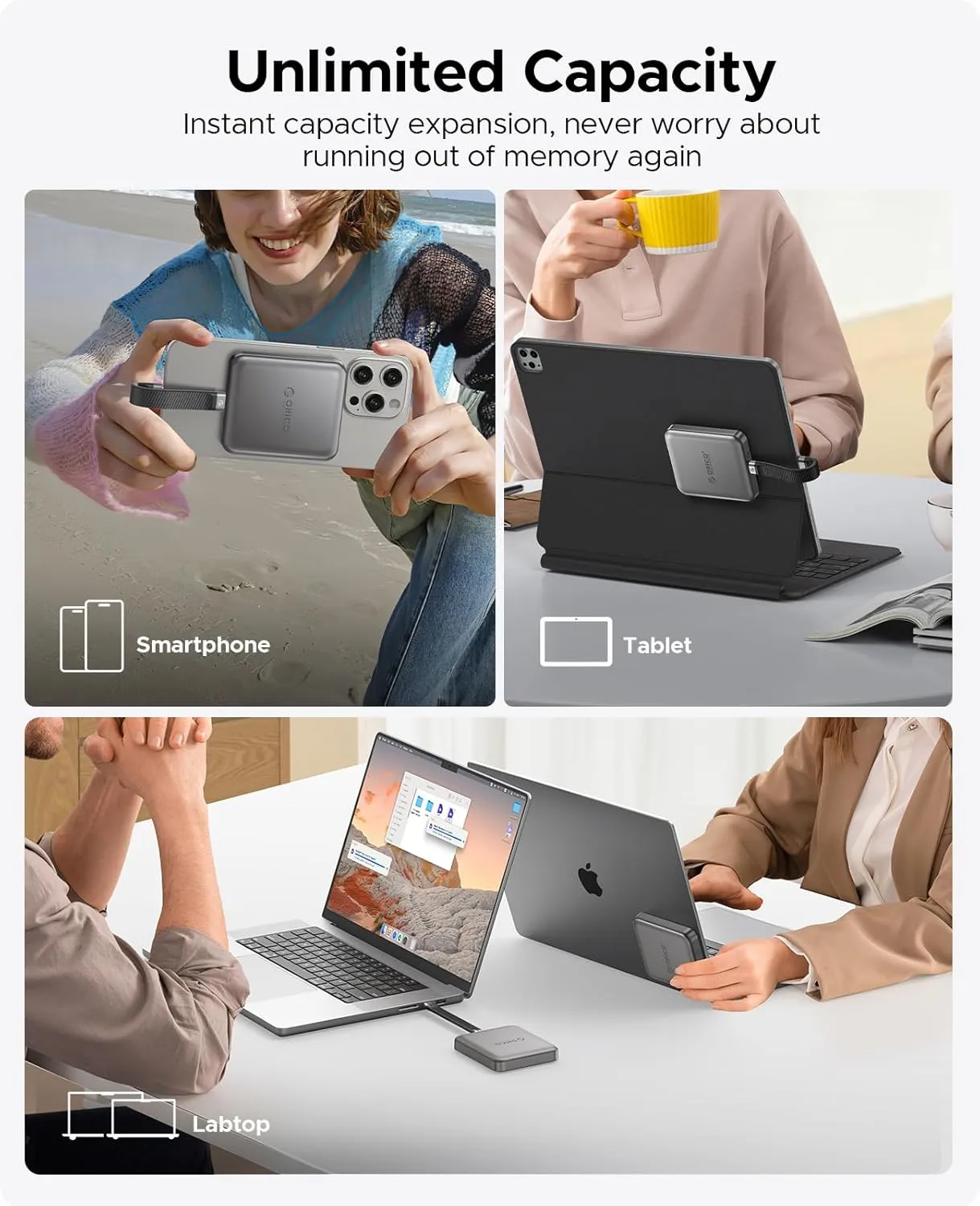 ORICO 512 GB Magnetic External SSD, 4K ProRes HDR Record and Store, 2000MB/s Stable Transmission and Storage, Portable Solid State Drive, Compatible with Smartphone, Tablet, Computer - A20PLUS