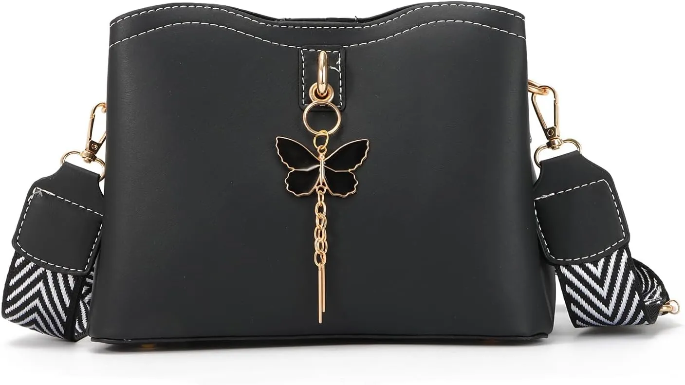 Oweisong Leather Butterfly Purse for Women Small Trendy Crossbody Shoulder Bag Ladies Fashion Cute White Handbags