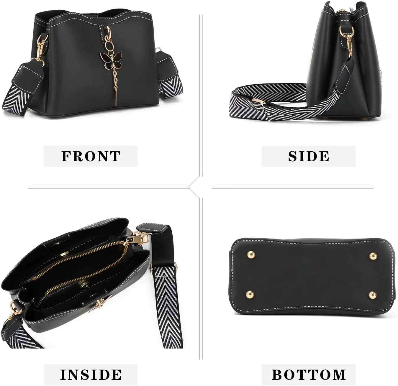 Oweisong Leather Butterfly Purse for Women Small Trendy Crossbody Shoulder Bag Ladies Fashion Cute White Handbags