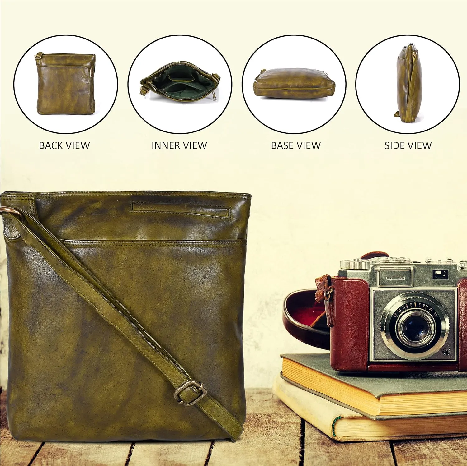 Ozora Multi Pockets Handmade Leather Crossbody Handbags & Sling Bag for Men & Women with Detachable Holster