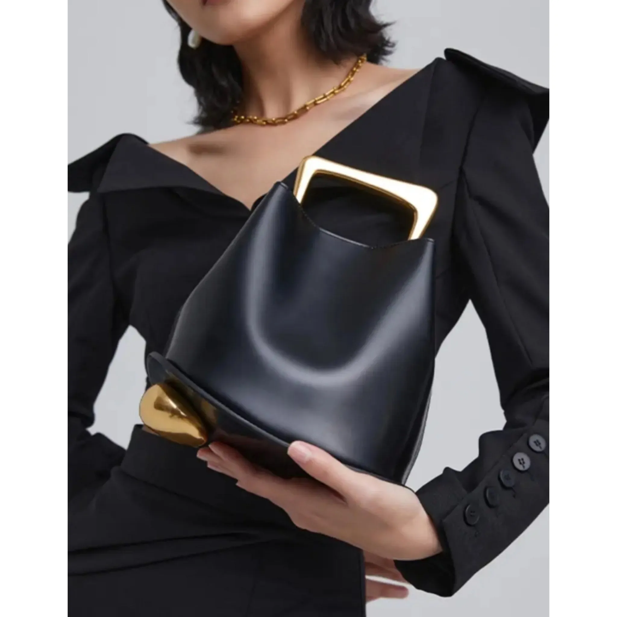 Ozzy Black Leather Gold Limited Edition Handbag