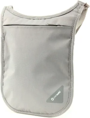 Pacsafe Coversafe V75 Anti-Theft RFID Blocking Passport Holder & Neck Pouch/Wallet - Fits up to Four Passports (or iPhone X) plus Credit Cards, for Women & Men (Neutral Grey)