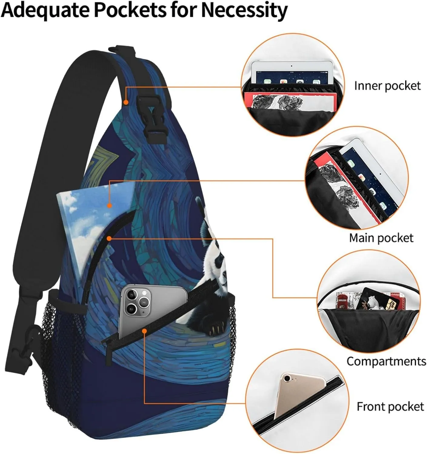 Panda Print Print Cross Chest Bag Diagonally For Short-Distance Travel And Daily Use