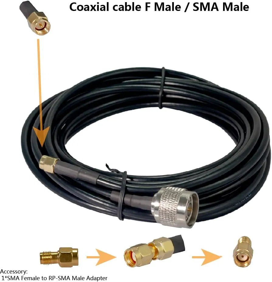 Passive Log Periodic Directional LTE WiFi Antenna for Verizon AT&T and All 5G 4G Cell Phone Bands, 9dBi, Outdoor Covering, 16ft Cable, SMA/RP-SMA/TS9 Compatible