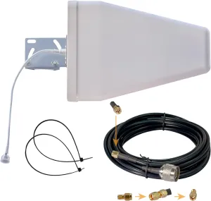 Passive Log Periodic Directional LTE WiFi Antenna for Verizon AT&T and All 5G 4G Cell Phone Bands, 9dBi, Outdoor Covering, 16ft Cable, SMA/RP-SMA/TS9 Compatible