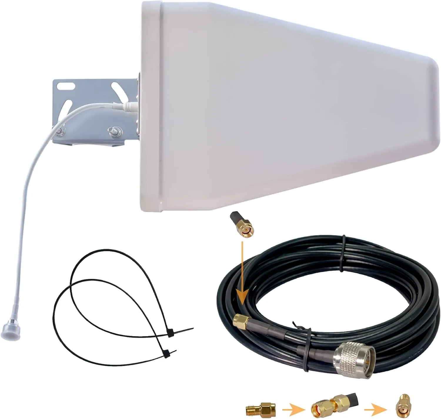 Passive Log Periodic Directional LTE WiFi Antenna for Verizon AT&T and All 5G 4G Cell Phone Bands, 9dBi, Outdoor Covering, 16ft Cable, SMA/RP-SMA/TS9 Compatible