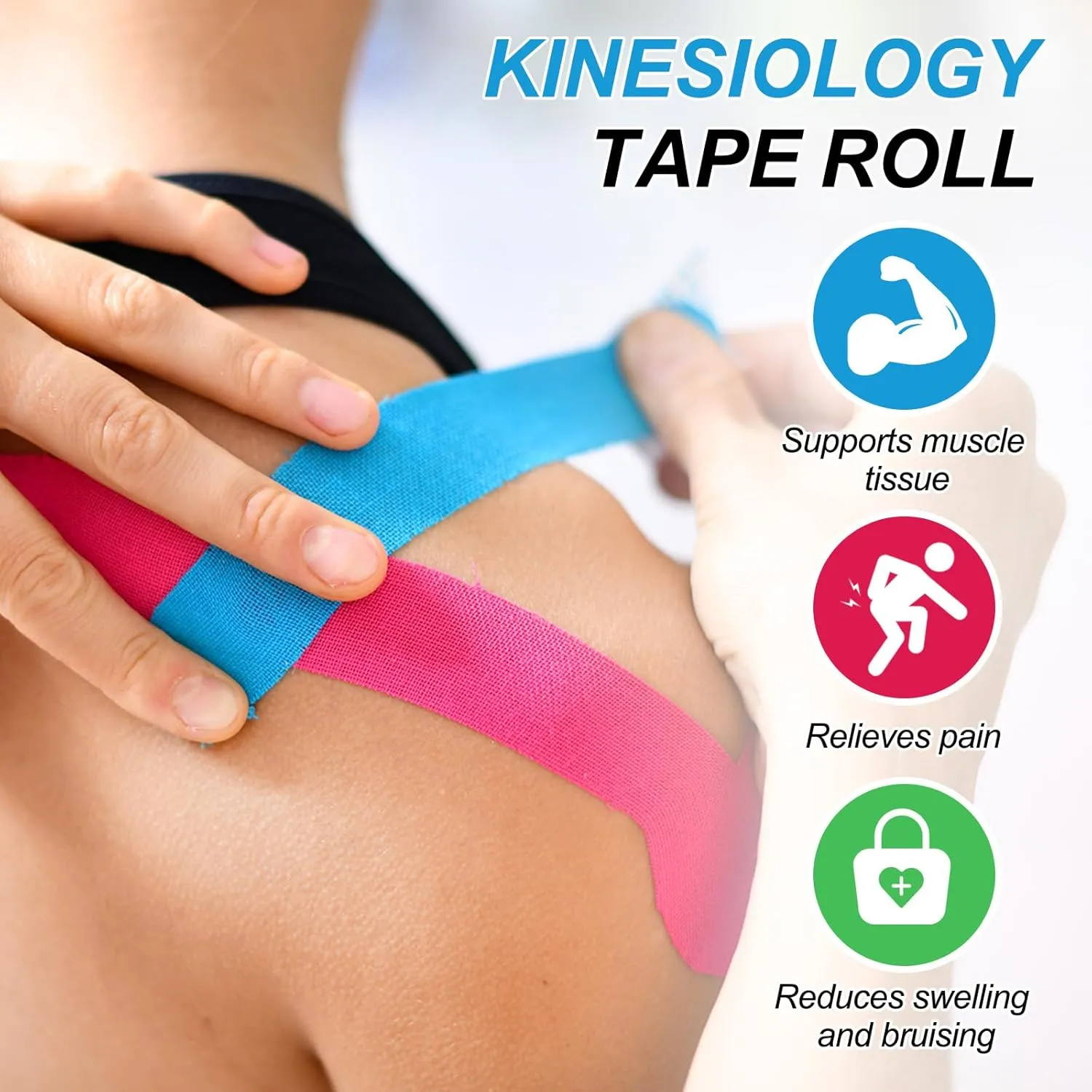 PATIKIL 16.4Ft x 4 Inch Kinesiology Tape, 2 Rolls Adhesive Cotton Sports Muscle Support Tapes Waterproof Elastic Tape for Knee Ankle Wrist Shoulder, Purple