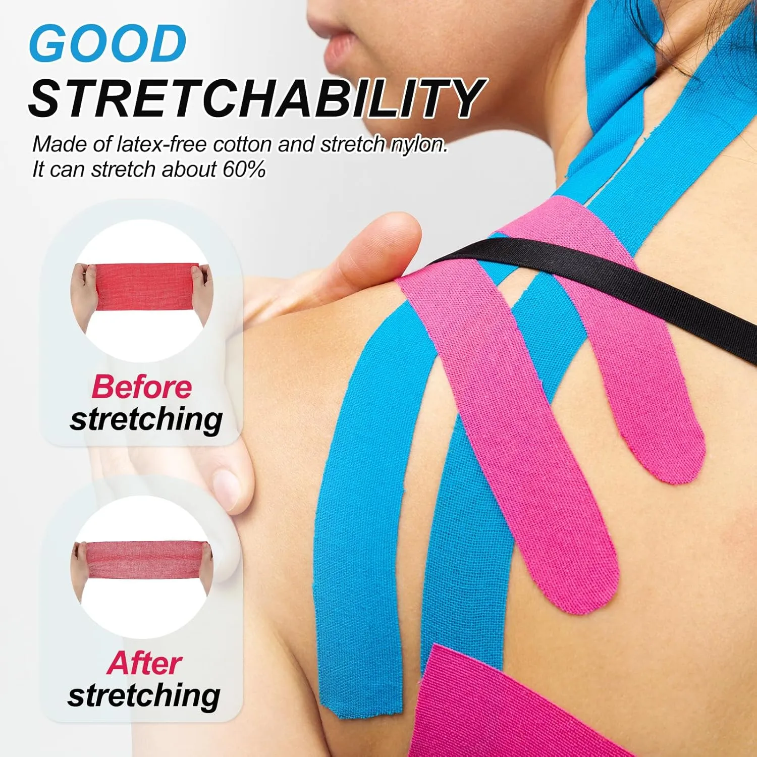 PATIKIL 16.4Ft x 4 Inch Kinesiology Tape, 2 Rolls Adhesive Cotton Sports Muscle Support Tapes Waterproof Elastic Tape for Knee Ankle Wrist Shoulder, Purple