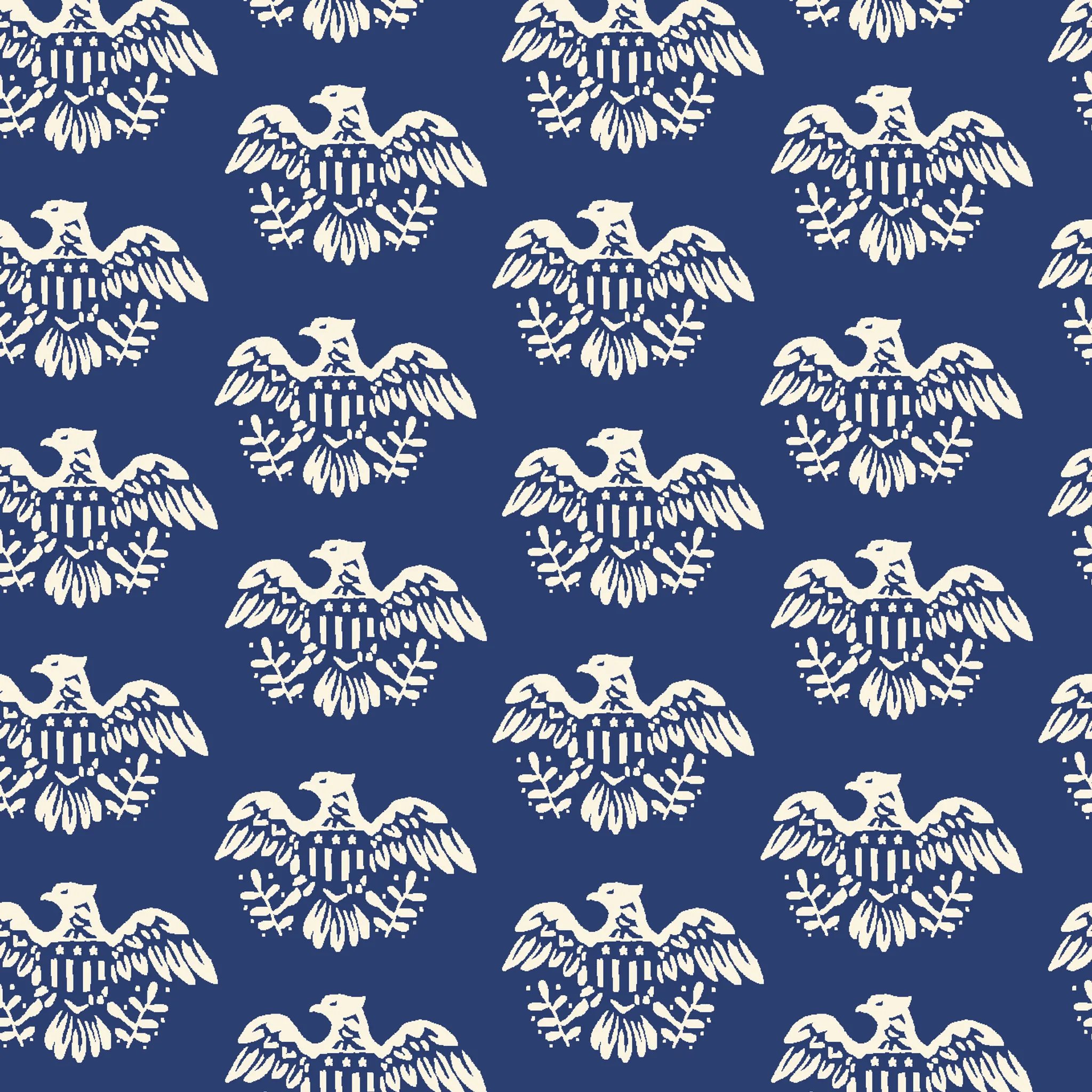 Patriot Pride - Navy Eagle Emblem Fabric