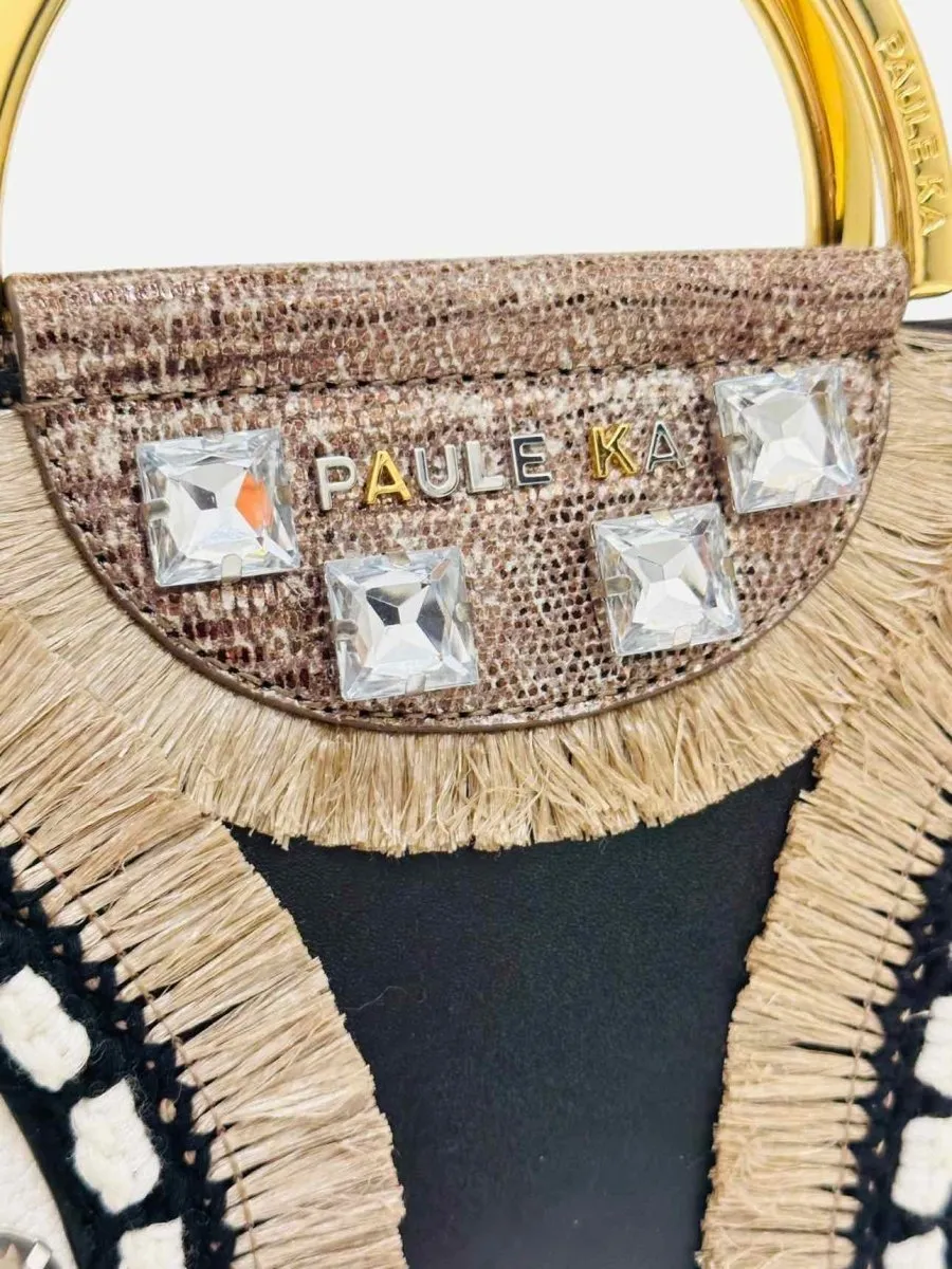 PAULE KA Tricolor White Multicolor Clutch