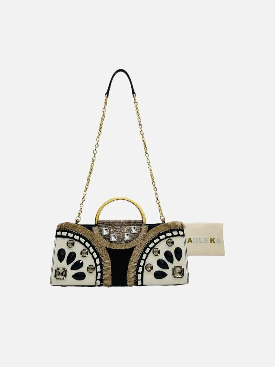 PAULE KA Tricolor White Multicolor Clutch