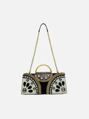 PAULE KA Tricolor White Multicolor Clutch