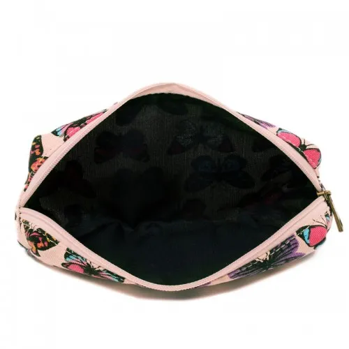 PC-B - Miss Lulu Canvas Pencil Case Butterfly Pink